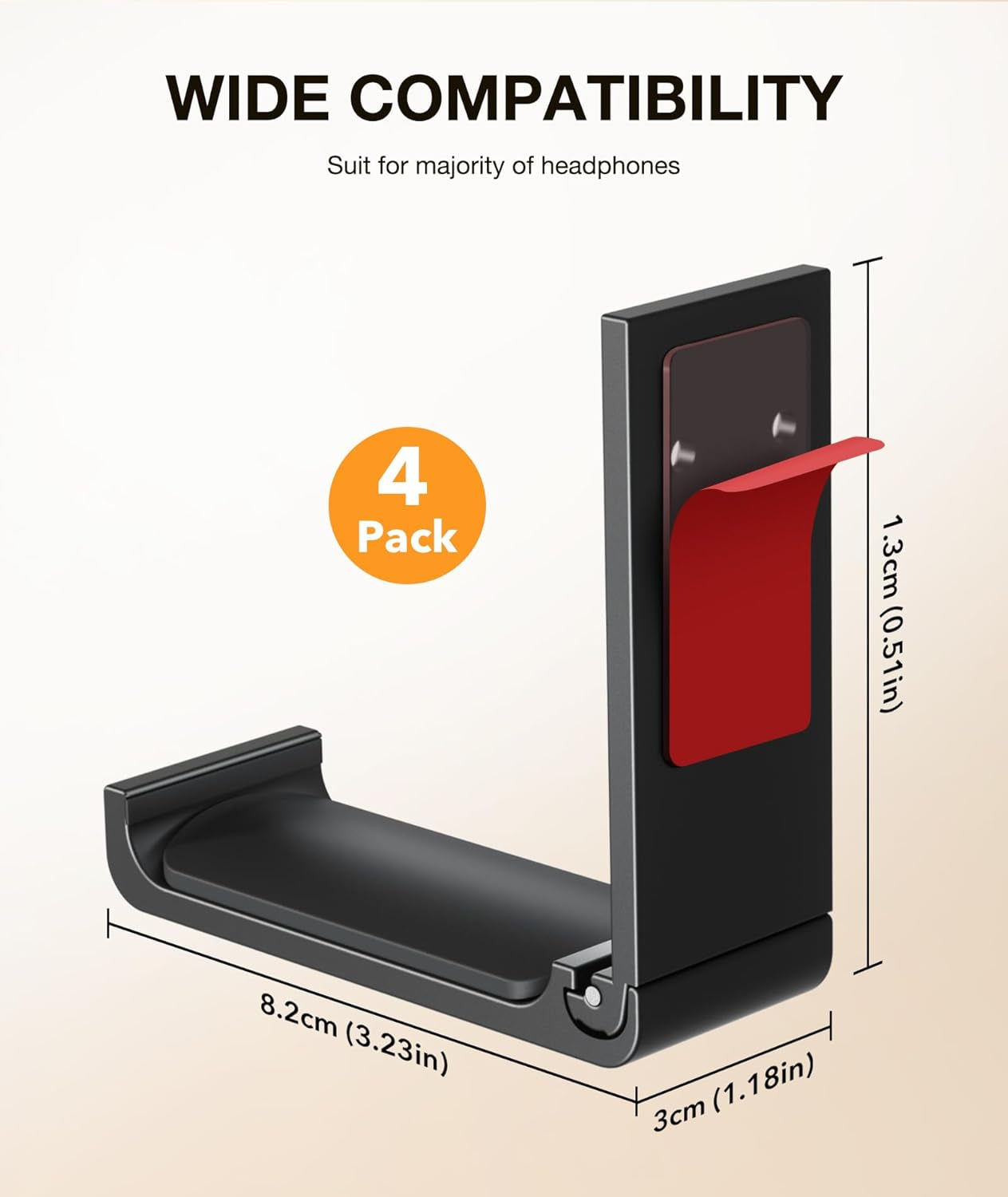 Foldable Aluminum Headphone Stand & Headset Holder Mount, under Desk Wall Hook with No-Scratch Silicone Pad, Strong Adhesive Gaming Headset Hanger for PC, Home & Office