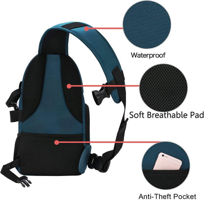 Camera Sling Bag, Dslr/Slr/Mirrorless Camera Case Camera Backpack | Shockproof Photography Bag with Tripod Holder&Removable Modular Inserts Compatible with Canon/Nikon/Sony/Fuji, Deep Teal