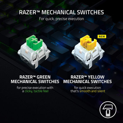 Razer Blackwidow V3 Mechanical Gaming Keyboard: Green Mechanical Switches Tactile & Clicky - Chroma RGB - Compact Form Factor - Programmable Macros - Snap Tap