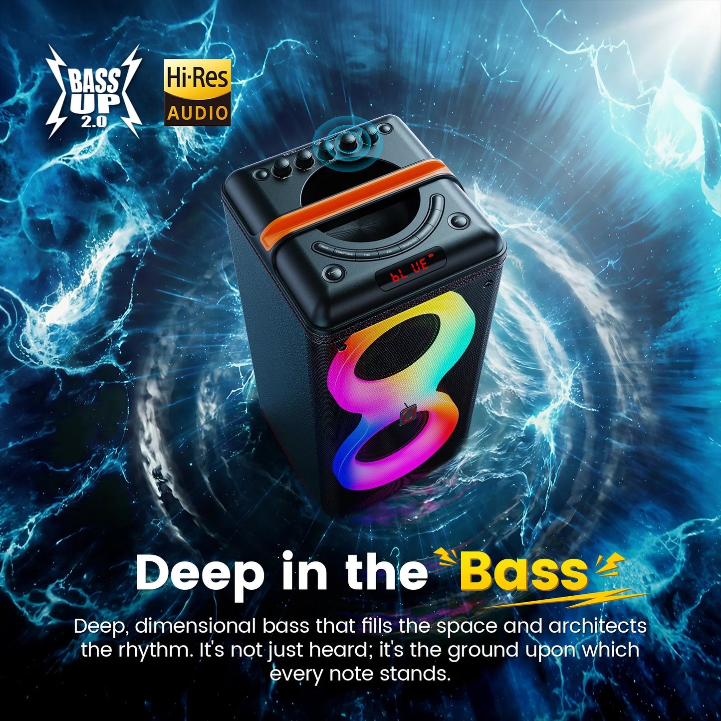 Party Speaker, Portable Outdoor Bluetooth Speaker with 2 Microphones, Led Lighting, Retro Leather Deep Bass PA System for Singing, T39
