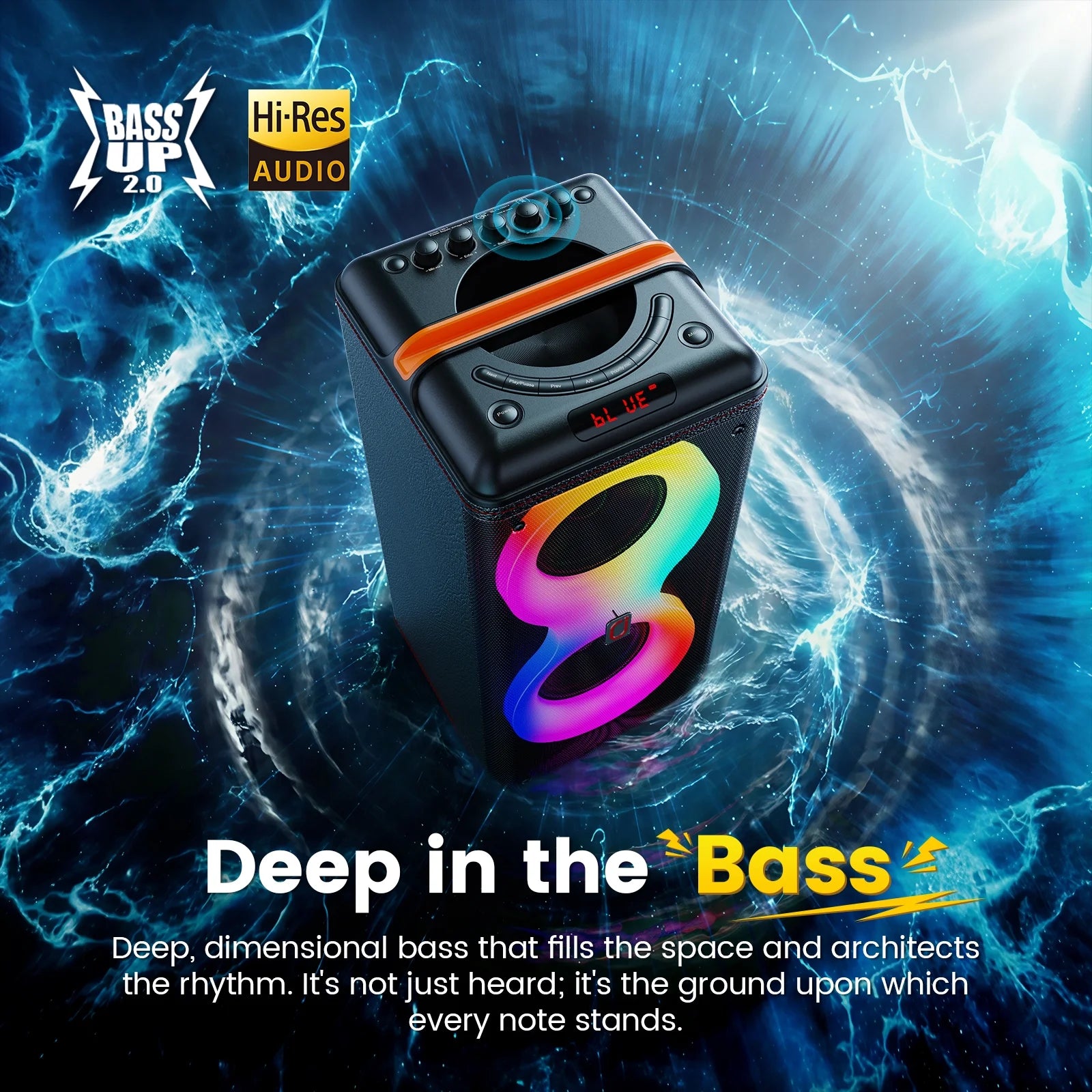 Party Speaker, Portable Outdoor Bluetooth Speaker with 2 Microphones, Led Lighting, Retro Leather Deep Bass PA System for Singing, T39