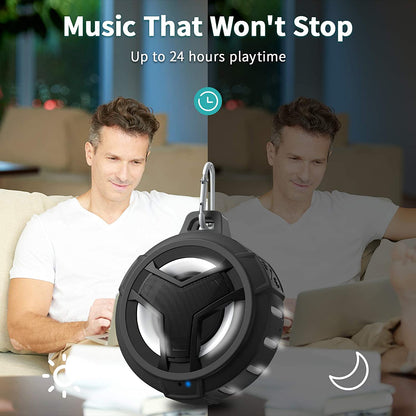 Professional Bluetooth Waterproof Shower Speaker - Portable IP67 Mini Speaker with LED Light, Floating Design, 2000mAh Battery, True Wireless Stereo for Outdoor Activities - Ideal Gift for Teens and Men (Black)